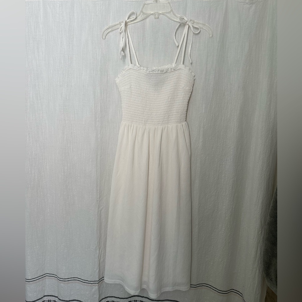 H&M womens size small smocked white midi dress